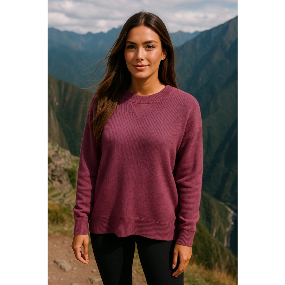 Aerie Oversized‎ Ribbed Pullover Sweater Knit Plum Buttery Soft Cozy Lounge Boho